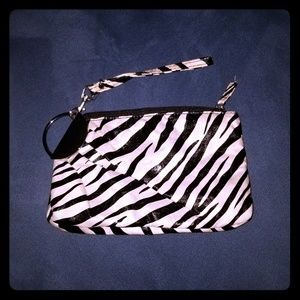 Black and white zebra wristlet